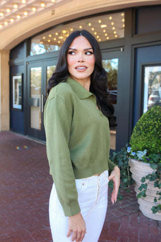 Sadie Collared Sweater - Olive