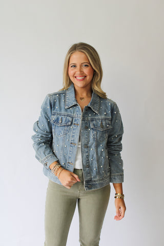 Pearl Cropped Denim Jacket