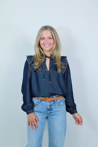 Daisy Blouse - Blue Chambray