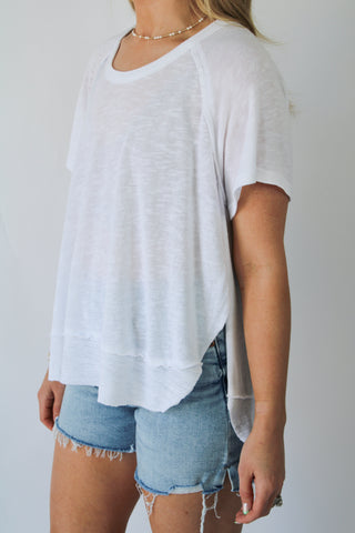 Lina Textured Scoop Neck Tee - White