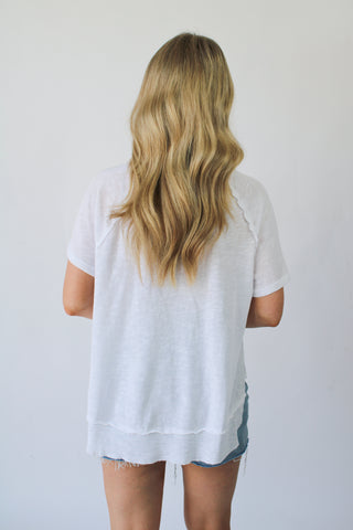 Lina Textured Scoop Neck Tee - White