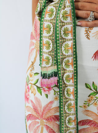 Palm Dream Off-White Sleeveless Angled Mini Dress