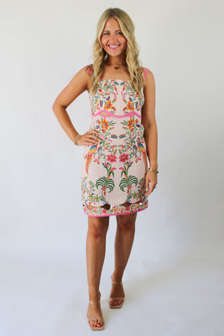 Delicate Forest Pink Mini Dress
