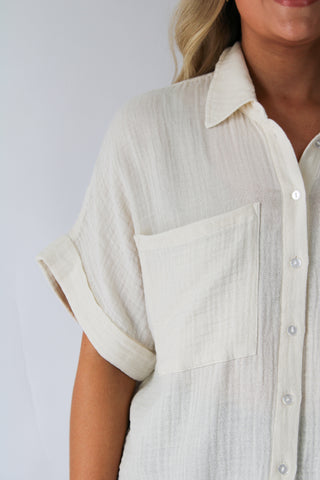 Kate Button Up in Vanilla Ice
