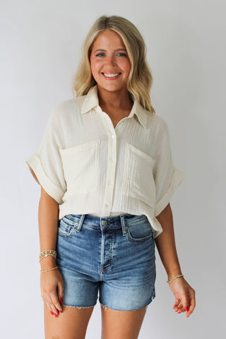 Kate Button Up in Vanilla Ice