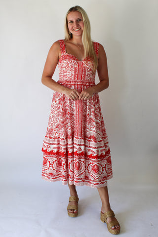 River Ride Red Midi Dress