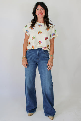 Queen of Sparkles Beige Multi Turkey Tee
