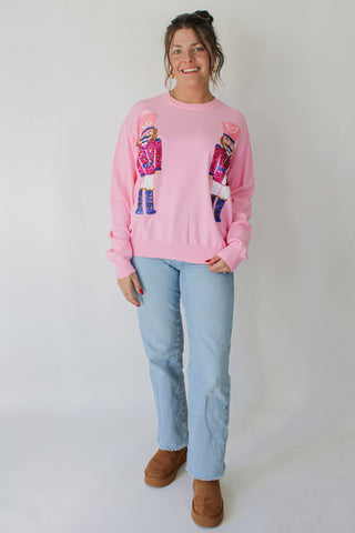 Pink Sequin Nutcracker Sweater