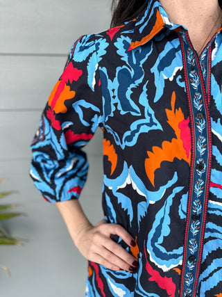 Ava Dress - Ikat Damask