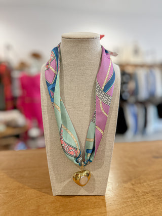 Scarf Charm Necklace - Teal / Lavender - T2