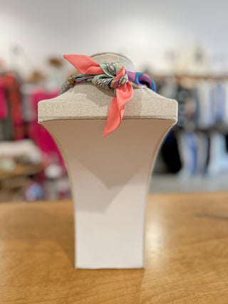 Scarf Charm Necklace - Teal / Lavender - T2