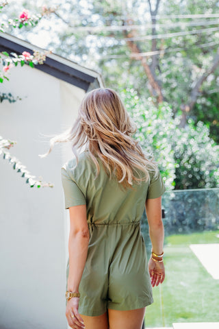 Olive Cinch Waist Romper