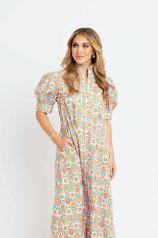 Floral Ruffle Maxi Shirt Dress