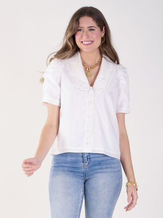 Cameron Top - White Taffeta