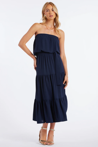 Serafina Strapless Dress - Navy