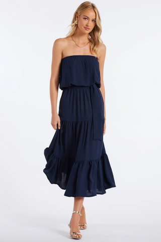 Serafina Strapless Dress - Navy