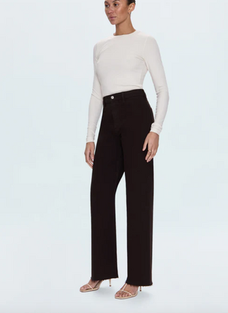Penny Crop High Rise Wide Leg Denim - Mocha