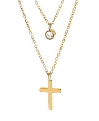 Cross & Crystal Pendent Necklace