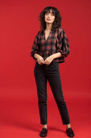 The Wren Top - Yuletide Plaid