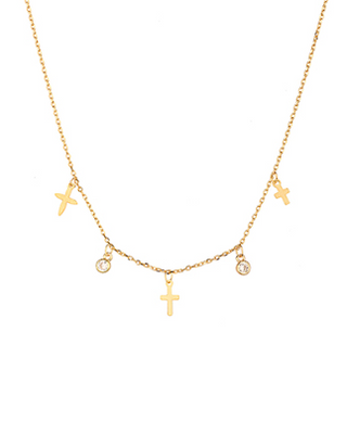 Cross & CZ Charm Necklace