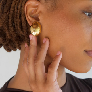 Ira Hammered Oval Earring