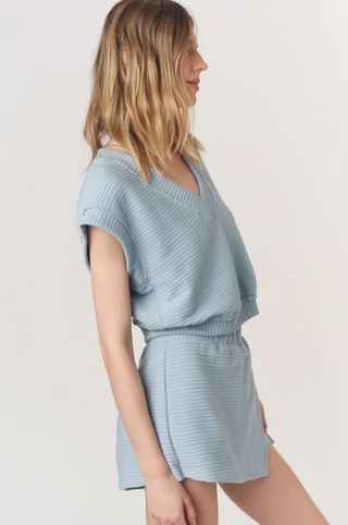 End Game Textured V-Neck Tee - Blue Sky