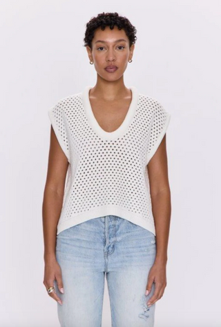 Beck Open Knit Cropped Sweater - Le Blanc