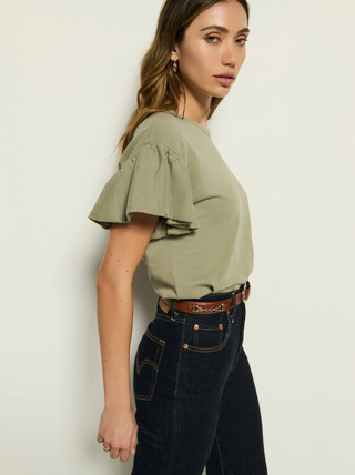Camille Ruffle Tee - Herb