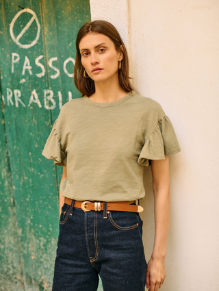 Camille Ruffle Tee - Herb