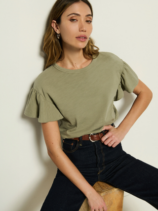 Camille Ruffle Tee - Herb