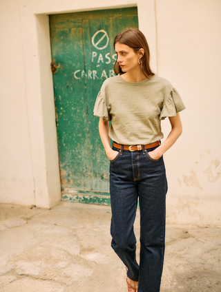 Camille Ruffle Tee - Herb