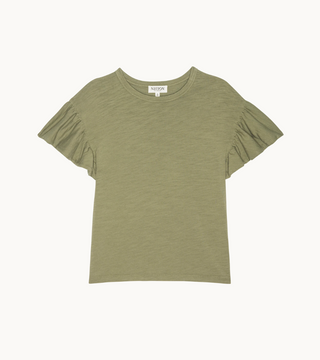 Camille Ruffle Tee - Herb