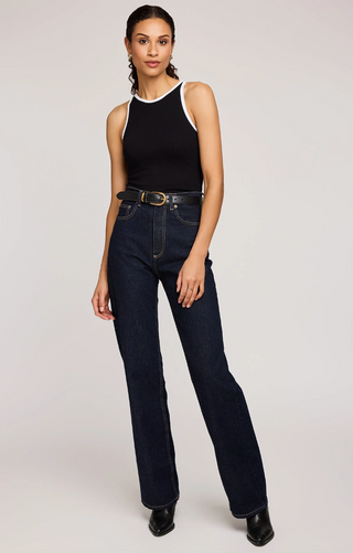 Ronan Ribbed Tank - Black Ringer
