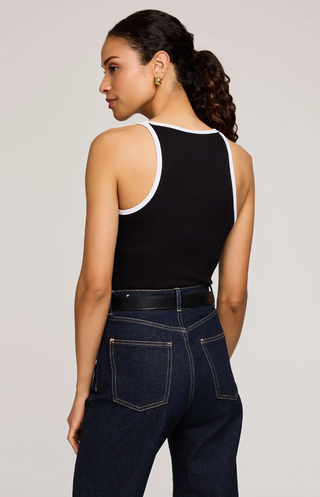 Ronan Ribbed Tank - Black Ringer