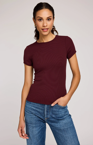 Shania Ribbed T-Shirt - Merlot