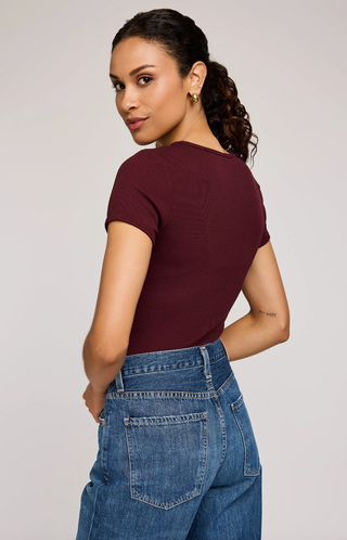 Shania Ribbed T-Shirt - Merlot