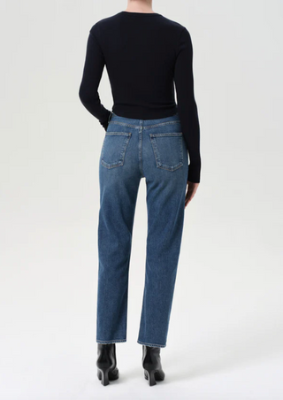 90's Pinch Waist Crop Denim in Overcast