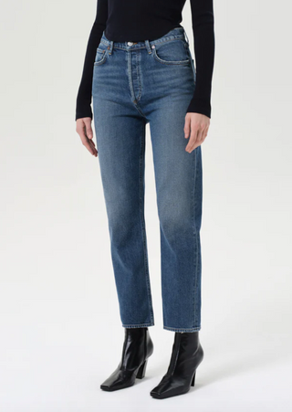 90's Pinch Waist Crop Denim in Overcast