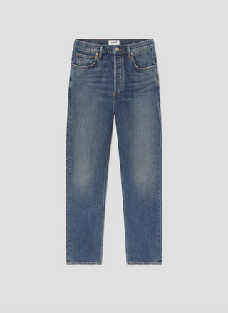 90's Pinch Waist Crop Denim in Overcast