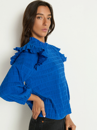 Aria Ruffle Top - Sapphire
