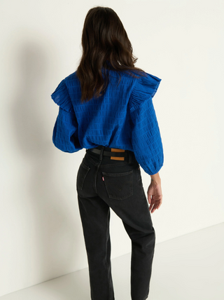 Aria Ruffle Top - Sapphire