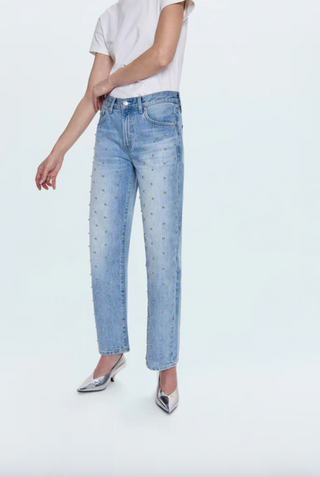 Lexi Mid Rise Bowed Straight Jean - Aries