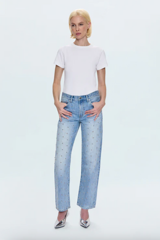 Lexi Mid Rise Bowed Straight Jean - Aries