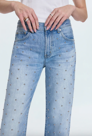 Lexi Mid Rise Bowed Straight Jean - Aries