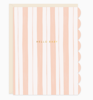 Hello Baby Pink Stripes Card
