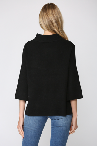 Mock Neck Pullover Sweater - Black