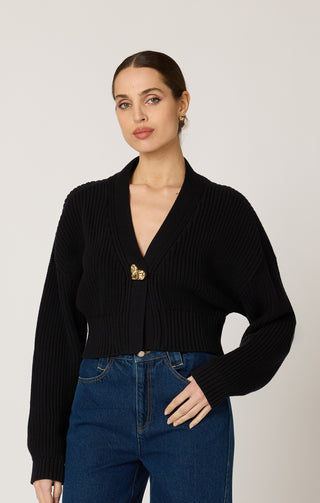 Heart Sweater Cardigan | Black