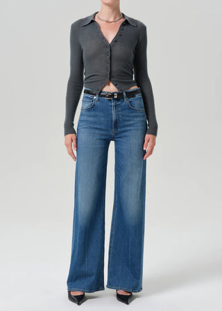 Lyra Long Wide Leg Denim in Candle Light
