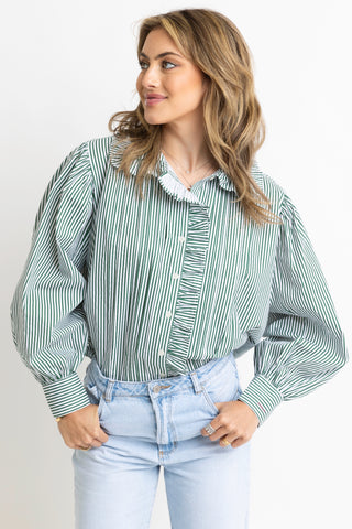 Striped Ruffle Trim Top