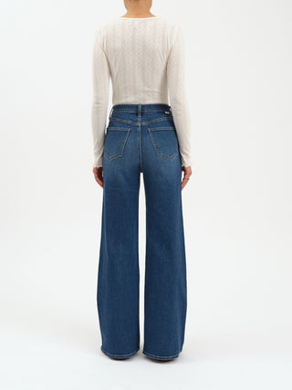 Far Out High Rise Wide Leg Denim - Waterfall